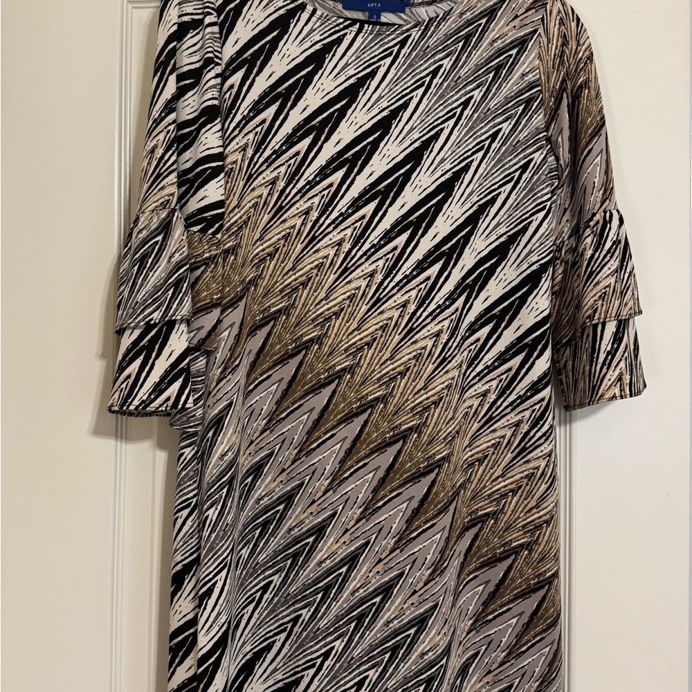 Apt. 9 Black and Gold Patterned Dress
